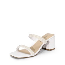 Women Slide Sandals Square Toe Chunky Block Heels Party Heeled Sandals