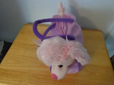 2008 TOY NETWORK  11" PRETTY PURPLE SOFT PLUSH   POODLE DOG PURSE TOY ANIMAL