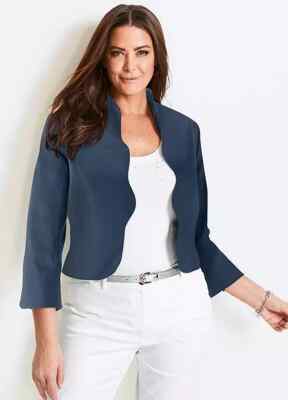 Bonprix Blue Wavy Lapel Bolero Jacket Size 16 RRP £35 UK