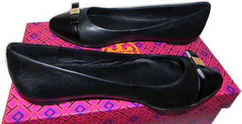 Tory Burch Hugo Ballerina Flats Black Ballet Shoe Pointy Toe Bow Flat 9.5- 39.5 - Picture 4 of 4