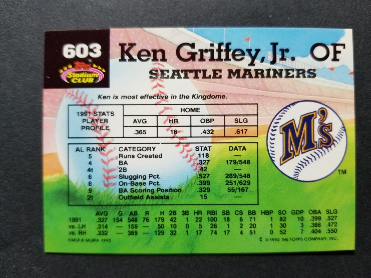 1992 Stadium Club KEN GRIFFEY JR. card # 603 | eBay