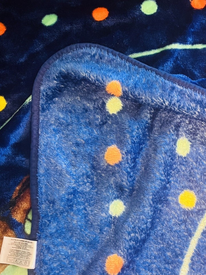 Novatex Baby Blanket Vintage Bear With Balloons Blue Rare VHTF Acrylic