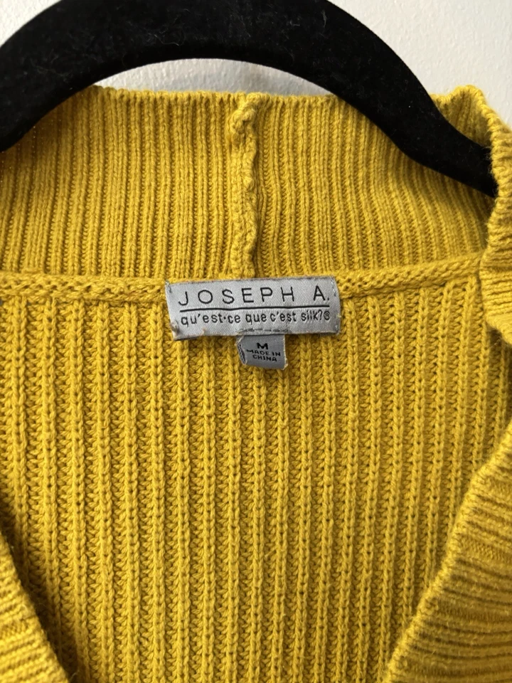 Suéter Joseph A. Para Mujer Manga Larga Amarillo Cuello en V con Hebilla Lateral Talla M Foto 3 de 4