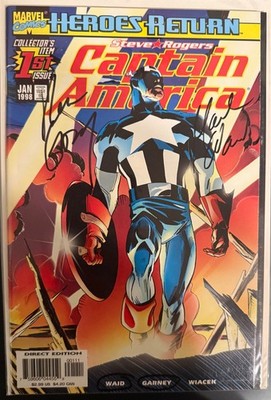 Captain America #1 (Marvel 1998) signed by Mark Waid & Ron Garney   - no COA -