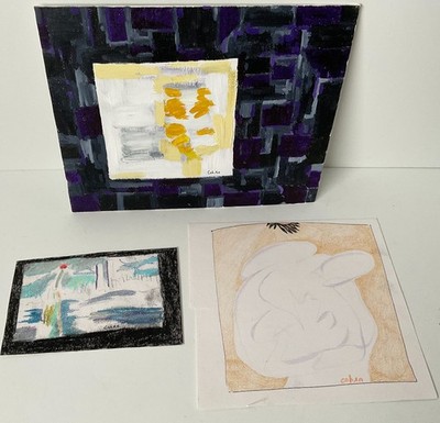 Lot 3 Pieces Original Art by CohAn 2 Drawings & 1 Acrylic Painting All 3 Signed
