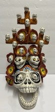 Talavera Mexican Pottery Sugar Skull Figure C...