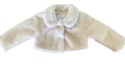 Edgehill Collection White Faux Fur Snap Jacket  Ivory 18 months New with Tags