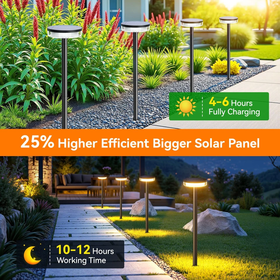 2er LED Solarlampen für Außen Garten Warmweiß Solarleuchten Wegeleuchten Draußen - Bild 2 von 4