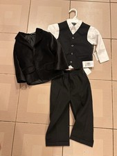 NWT Nautica Black 4 Piece Baby Boy Suit Set Outfit Blazer Vest Pants Tie-2T- 60