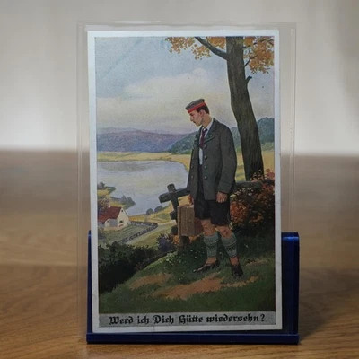 Deutsche Kriegerkarte 1916 Werd ich Dich Hütte wiedersehn WWI Stalling AK - Bild 1 von 4