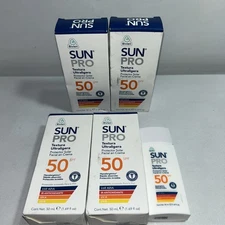 5 New Sun Pro Facial Cream SPF 50, 1.69 Oz Each One Missing Box 