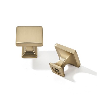10 Pack Brushed Brass Cabinet Knobs Gold Square Drawer Pulls Kitchen Hardware
