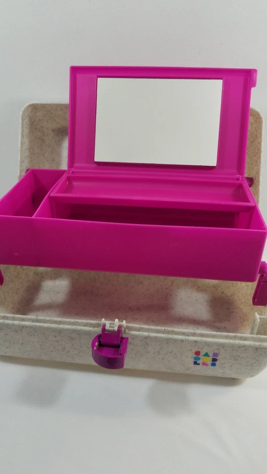 Caboodles Tiered Makeup Organizer With Mirror Magenta Stone Gray Vintage - Image 2 of 4