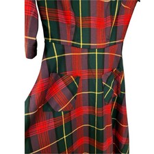 Collectif London Vintage 1950s Tartan Plaid Midi Dress Pockets Size US 4