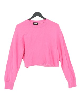 Monrow Damen Pullover M rosa Baumwolle mit Viskose, Elasthan Rundhals Pulli