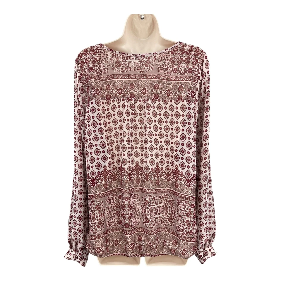 Blusa Maurices Boho Mujer Talla S Declaración Ditsy Roll Tab Campesina Transparente Top Y2K Foto 2 de 4