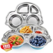 Mrs. Chou Baby Suction Plates Divided Blue