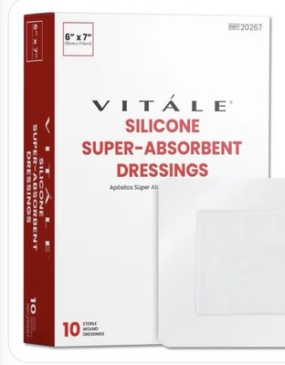 6 x7  Cellera Vitale Silicone Super-absorbent Dressings Box Of 10! Fast Shipping