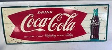 COCA COLA 1950'S DRINK COCA COLA FISH TAIL SIGN