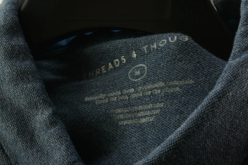 New Threads 4 Thought Men's Medium Long Sleeve Blue Organic Button Down Shirt - Image 4 of 4