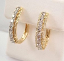 3Ct Round Cut Lab Created Diamond Huggie Hoop Earrings 14K Yellow Gold Plated