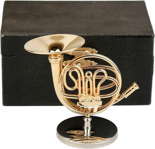 Miniature French Horn with Stand and Case Brass Mini Musical Instrument French H