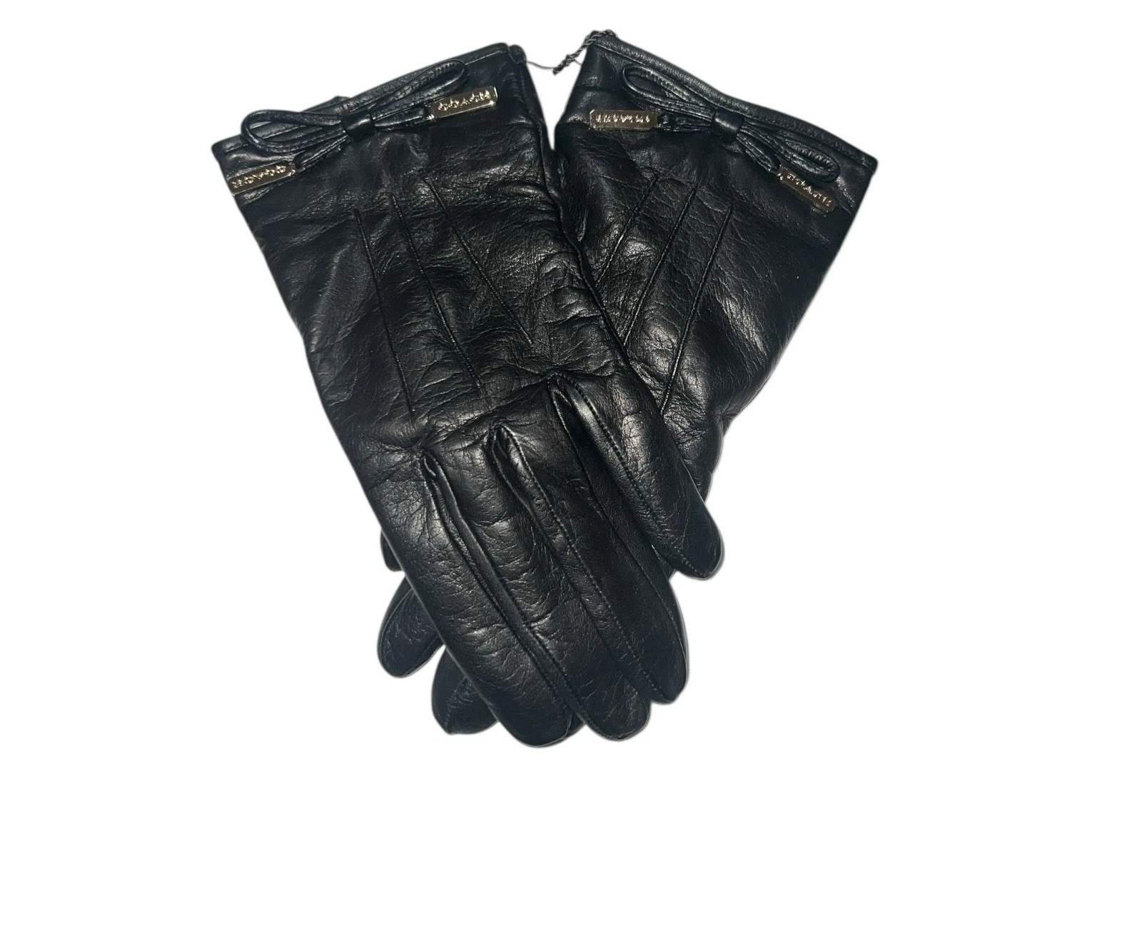 Coach Women's Leather Gloves 83865, Leather Gloves, Bows + Charms Black 6.5
