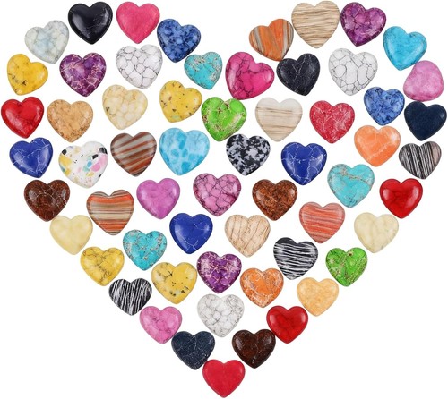50 Stück Herzsteine Kristalle Heilsteine bunte Edelsteine für Kinder und Liebe