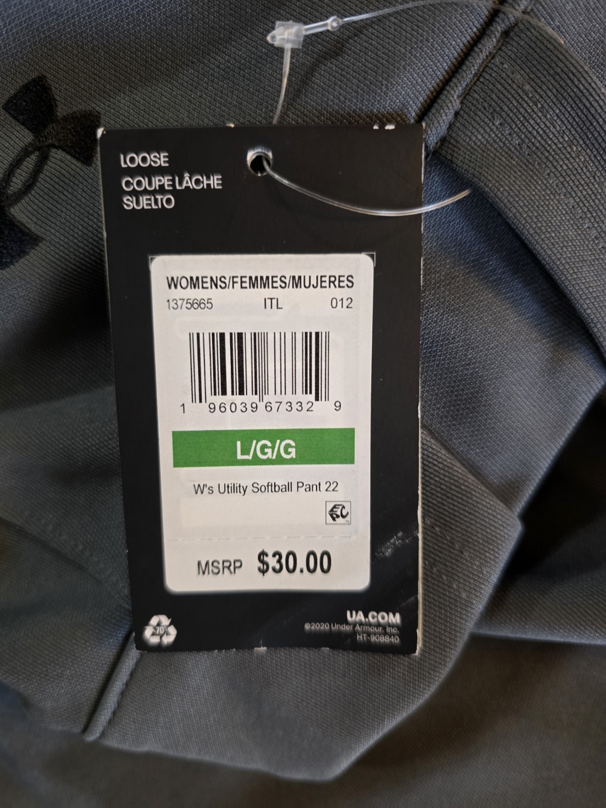 Under Armour Women's Dark Gray Softball Pants Sz L Large Cropped Knee 3/4 NWT thumbnail 4