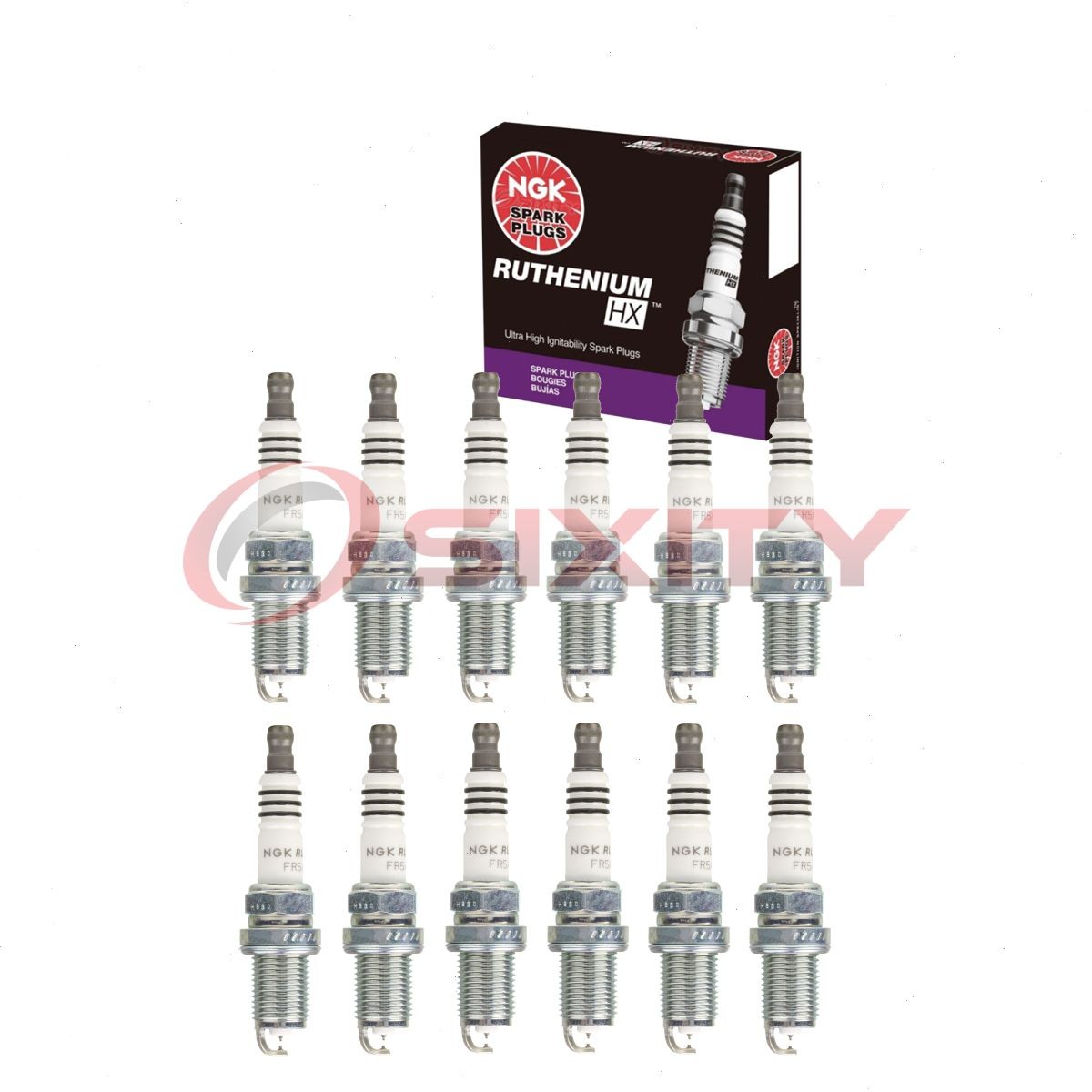 12 pcs NGK Ruthenium HX Spark Plugs for 2001-2005 Mercedes-Benz C320 3.2L V6 hu