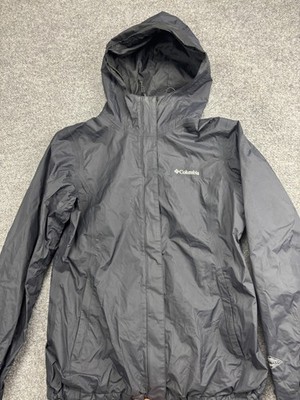 Columbia Jacket Womens Medium Black Hooded Omni-Tech Rain Coat Waterproof Shell