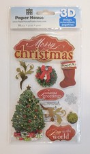 Merry Christmas Scrapbooking Stickers By Paper House Tree Wreath Stocking