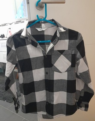 Schwarz-weiß Kariertes Baumwollhemd für Jungen H&M Gr. 146 Top Zustand