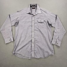 Vintage Levis Shirt Mens Large Blue Plaid Button Front Made USA Casual 90s