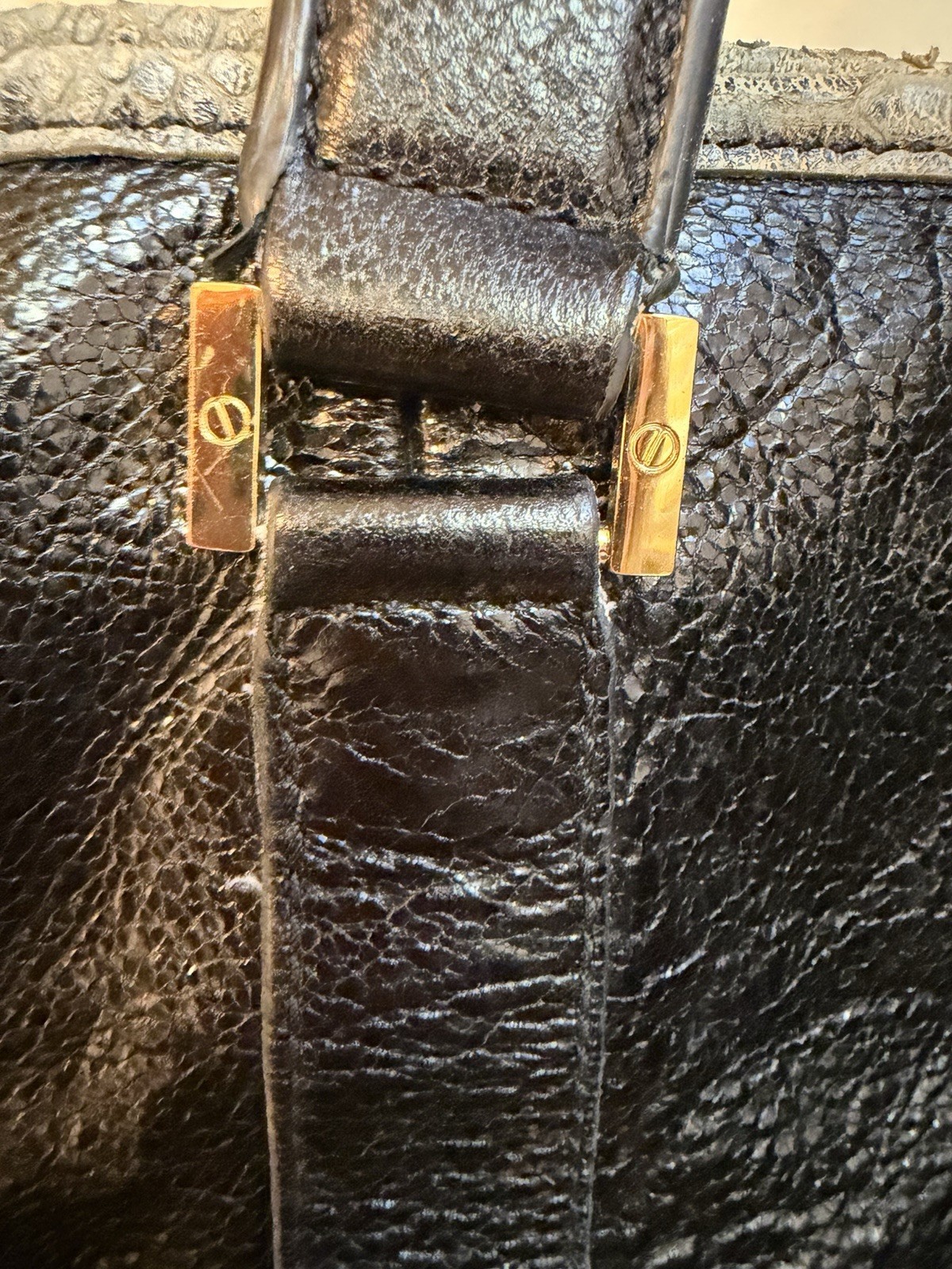 tory burch black pebbled leather Python Print Lea… - image 6
