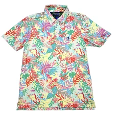 Mens William Murray Golf Polo Shirt Performance Floral Multicolor Leaves Size S