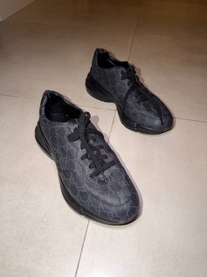 Authentic Gucci Rhyton Black GG Supreme Canvas Sneakers - Size Gucci Euro 9 MEN