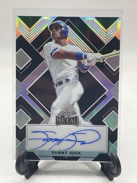 2022 Leaf Metal Black Prismatic Slammin Sammy Sosa Auto #D 1/5 Chicago Cubs