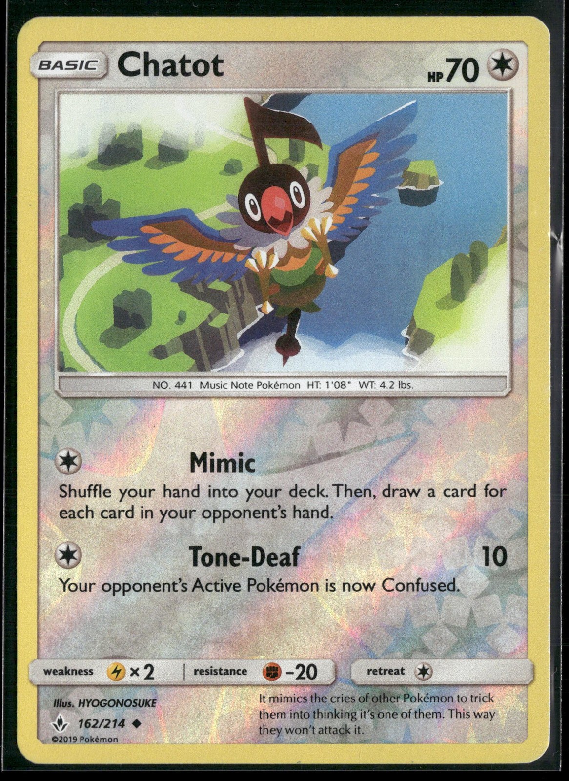 Pokemon - Chatot 162/214 Uncommon, Reverse Holo SM - Unbroken Bonds