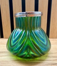 Loetz Iridescent silver rim ART NOUVEAU glass vase Circa 1900 GOOD CONDITION