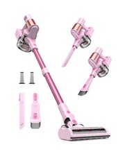 Pink Cordless Vacuum Cleaner, 45Kpa/550W/60 Mins Runtime Stick Vacuum with Se...