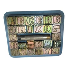 Craftool USA 1" Alphabet Leather Stamp Set A–Z Complete with Handle Vintage M37