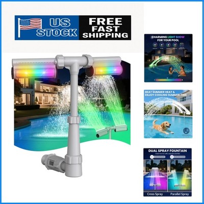 7-Color LED Pool Waterfall Fountain - Energy-Efficient Water Sprayer with Remote