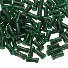 100 Pcs Glass Tube Beads, 6x12mm Bamboo Stick Tube Beads, Dark Green