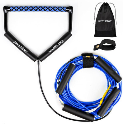 75FT Dyneema Wakeboard Rope Handle 4 Section Floating Tow Rope