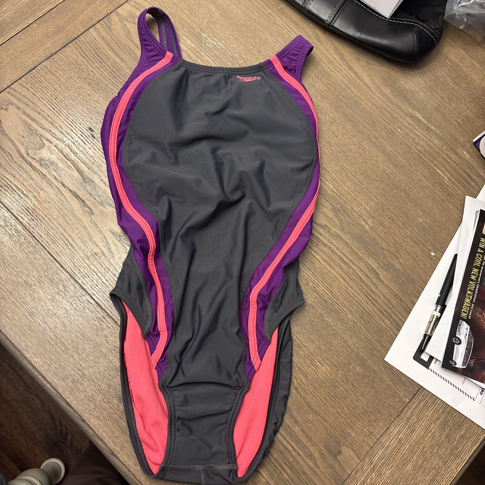 SPEEDO Powerflex Eco Solid Super Pro Back Gray/pu… - image 1