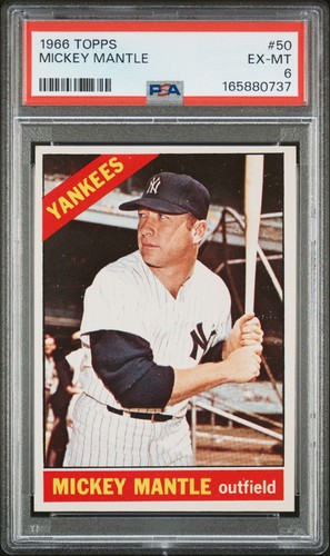 1966 TOPPS #50 MICKEY MANTLE PSA 6