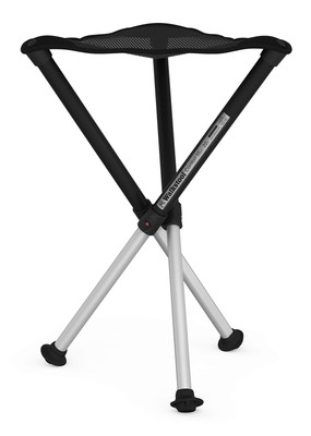 - Comfort Model - Black and Silver - 3 Legged Folding Stool in Aluminium - He...
