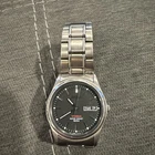Seiko Watch Men 36mm Black Dial Titanium Tone Daydate 7N43-9050 New Battery