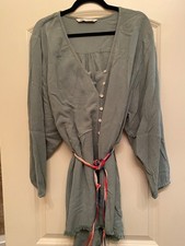 Zara Mumbai Linen Blend Romper Sage Green Small New without tags